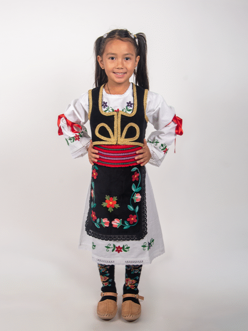 Children’s Šumadija Outfit with Dress and Black Vest, Model P